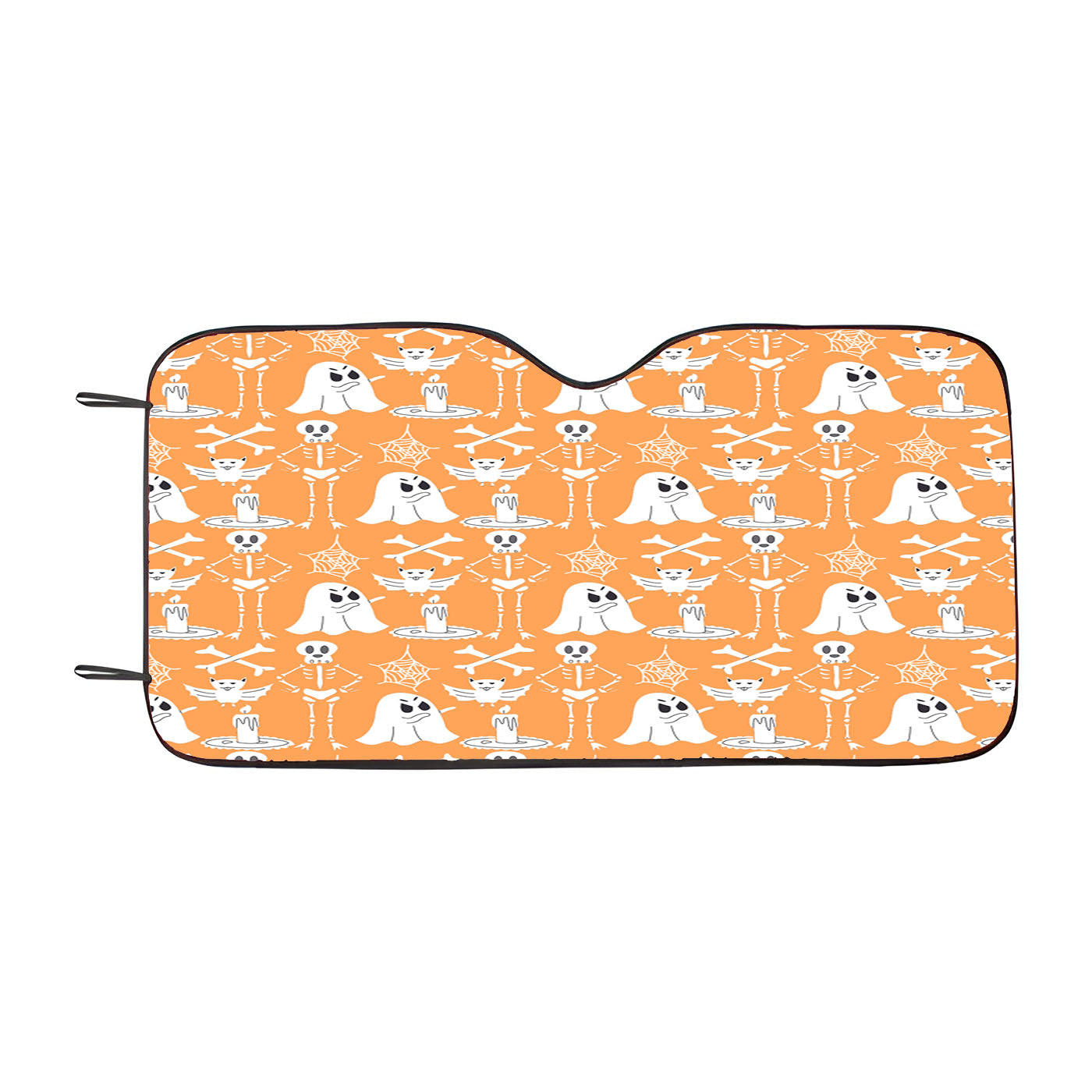 Orange Pattern Halloween Ghost Skeleton Car Auto Sun Shade Windshield Cover