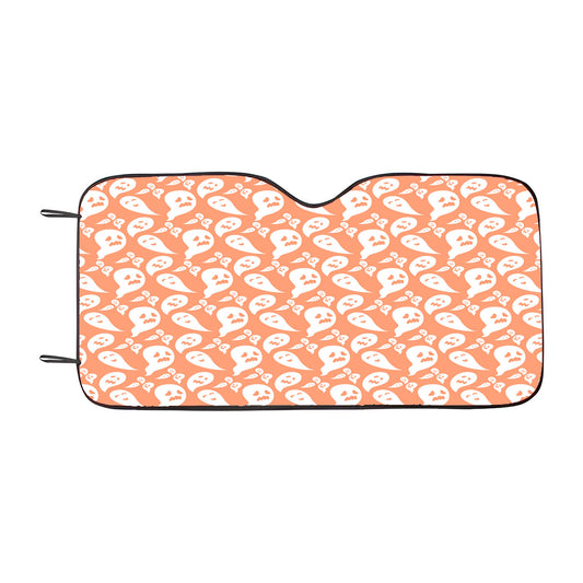 Peach Ghosts Pattern Halloween Car Auto Sun Shade Windshield Cover
