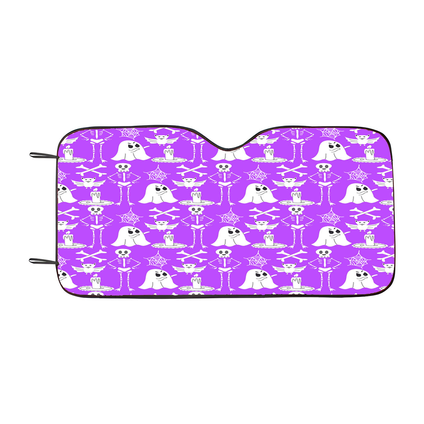 Purple Pattern Halloween Ghost Skeleton Car Auto Sun Shade Windshield Cover