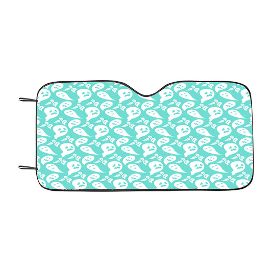 Turquoise Ghosts Pattern Halloween Car Auto Sun Shade Windshield Cover