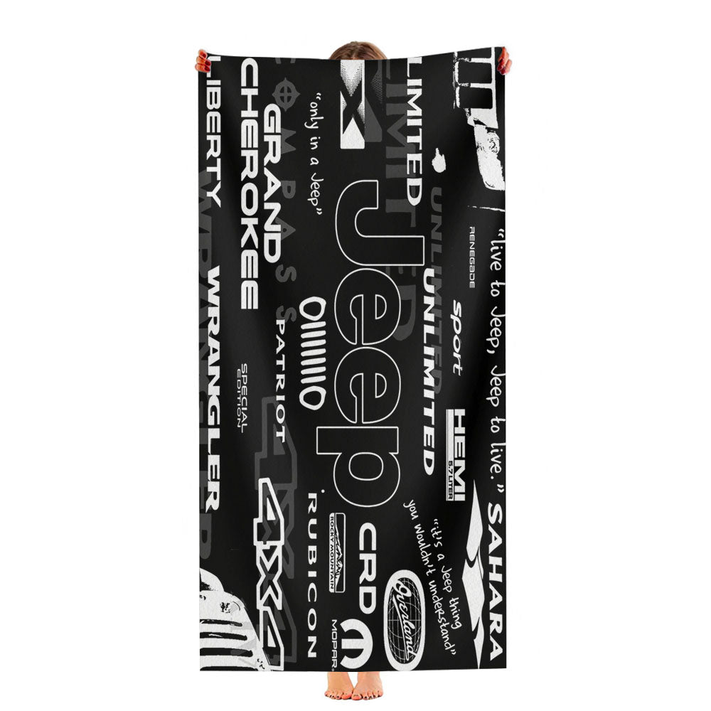 Black Jeep Logos Ultra-Soft Luxury Bathroom Towels