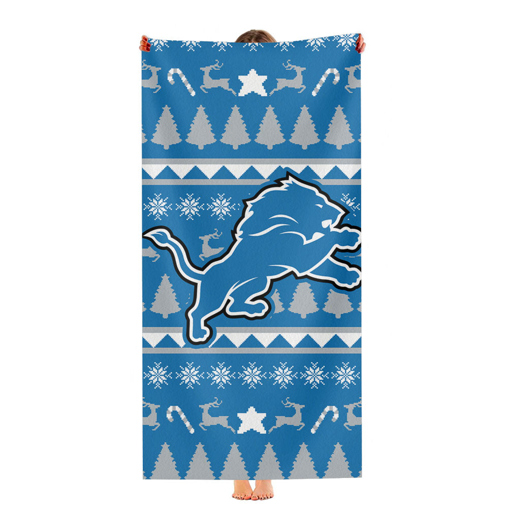 Detroit Lions Christmas Sweater Ultra-Soft Luxury Bathroom Towels