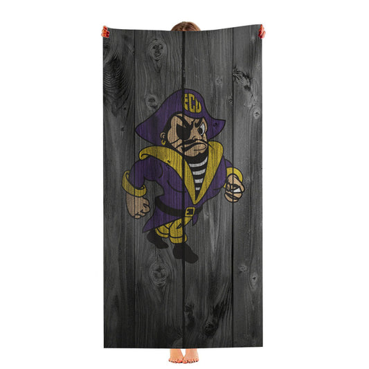 East Carolina University Pirate Logo Dark Wood Wallpaper Ultra-Soft Luxury Bathroom Towels