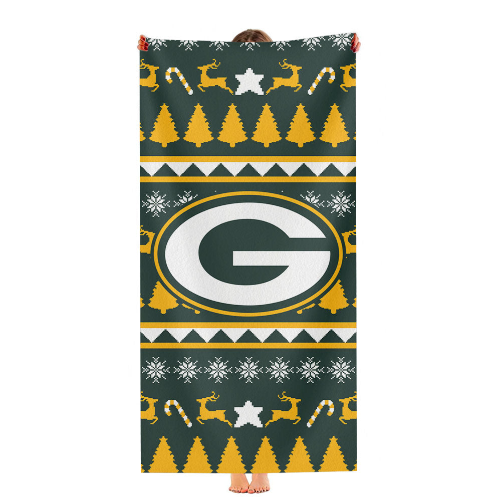 Green Bay Packers Christmas Sweater Ultra-Soft Luxury Bathroom Towels
