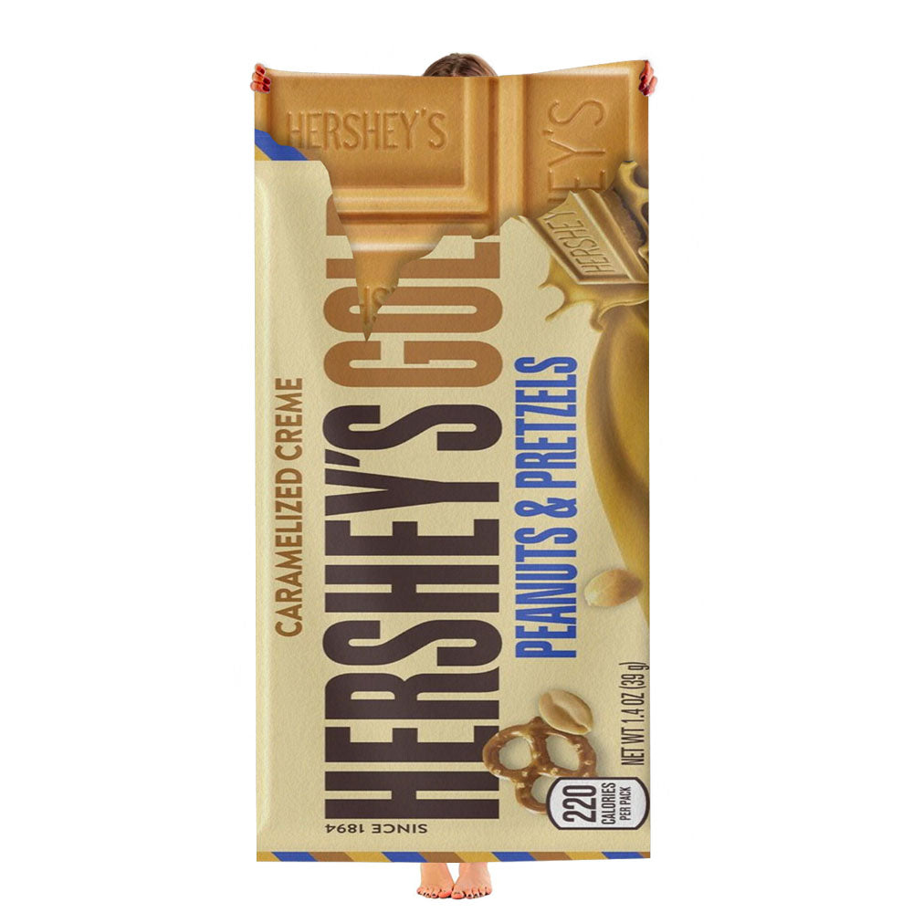 Hershey Gold Peanuts Pretzels Chocolate Candy Bar Ultra-Soft Luxury Bathroom Towels