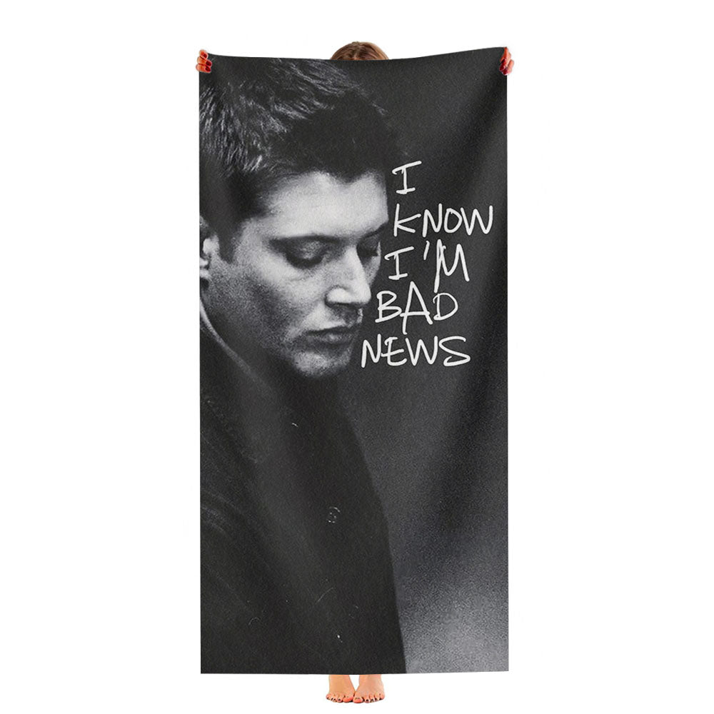 I Know Im Bad News Supernatural Dean Winchester Ultra-Soft Luxury Bathroom Towels