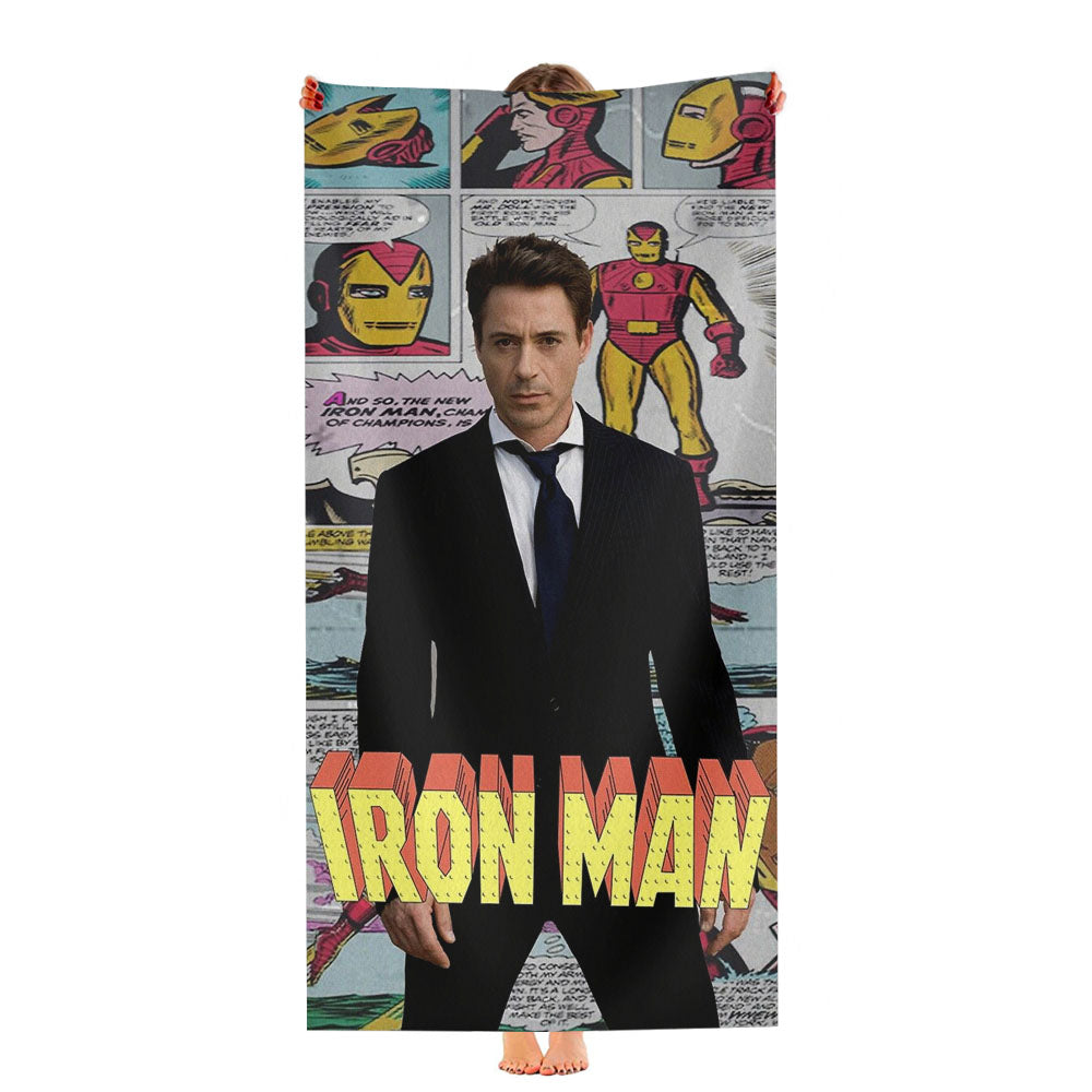Iron Man X Robert Downey Jr Comic Canvas Ultra-Soft Luxury Bathroom Towels