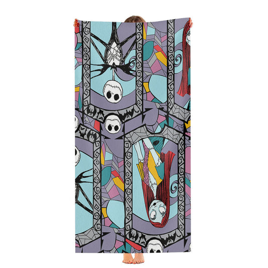 Jack And Sally Stained Glass Mosaic Art Ultra-Soft Luxury Bathroom Towels