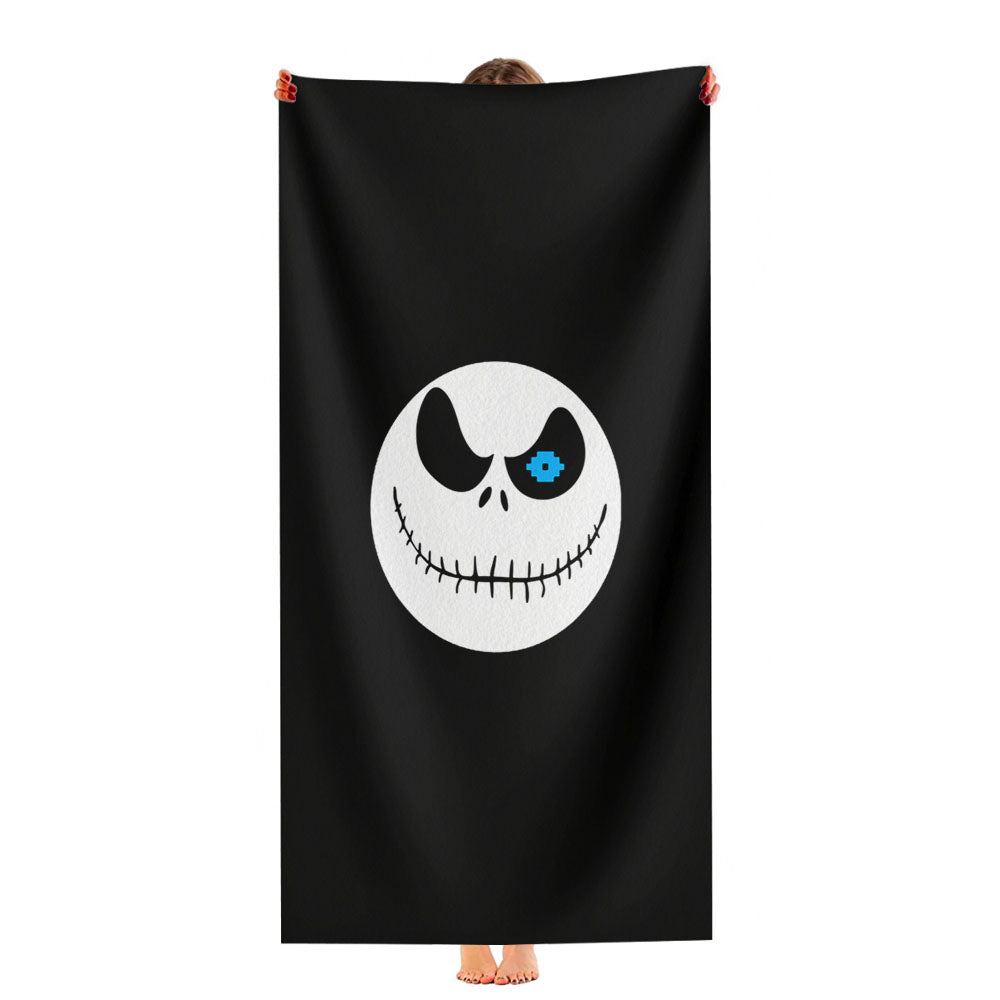 Jack Sansington Skellinsans On Black Ultra-Soft Luxury Bathroom Towels