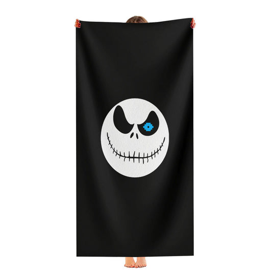 Jack Sansington Skellinsans On Black Ultra-Soft Luxury Bathroom Towels