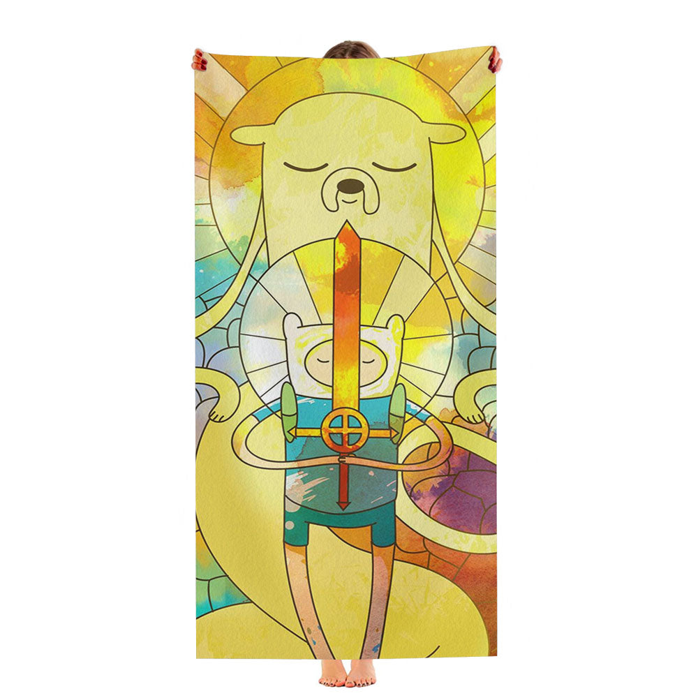 Jake And Finn Adventure Time Stained Glasses Ultra-Soft Luxury Bathroom Towels