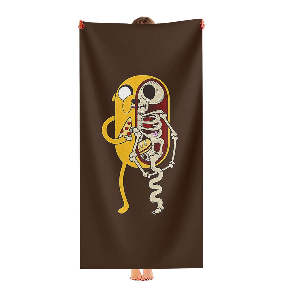 Jake Skeleton Loves Pizza Ultra-Soft Luxury Bathroom Towels