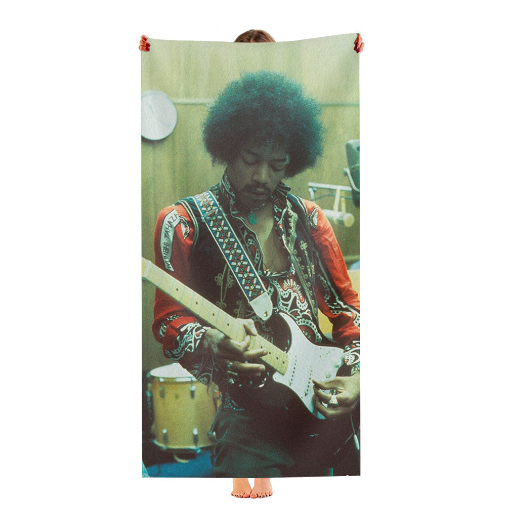 Jimi Hendrix Guitar Playing Ultra-Soft Luxury Bathroom Towels