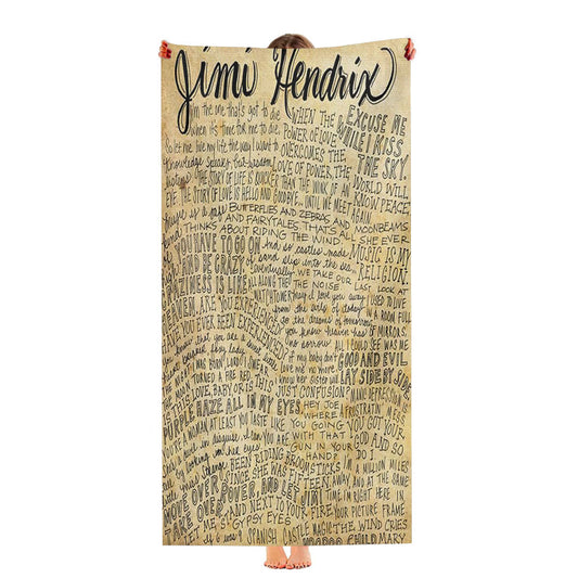 Jimi Hendrix Rock Guitarist Lyrics Ultra-Soft Luxury Bathroom Towels
