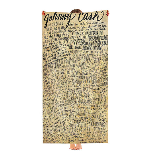 Johnny Cash Lyrics Quotes Dictionary Wallpaper Ultra-Soft Luxury Bathroom Towels