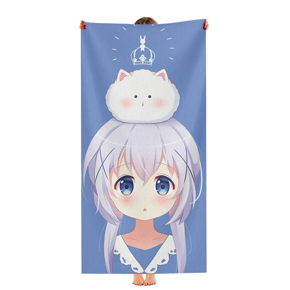 Kafuu Chino Anime Girl Ultra-Soft Luxury Bathroom Towels