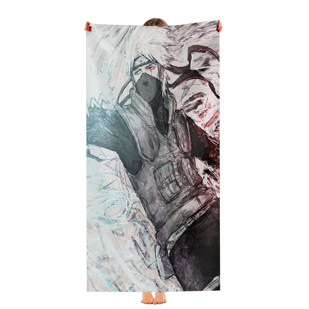 Kakashi Hatake Pencil Sketch Ultra-Soft Luxury Bathroom Towels