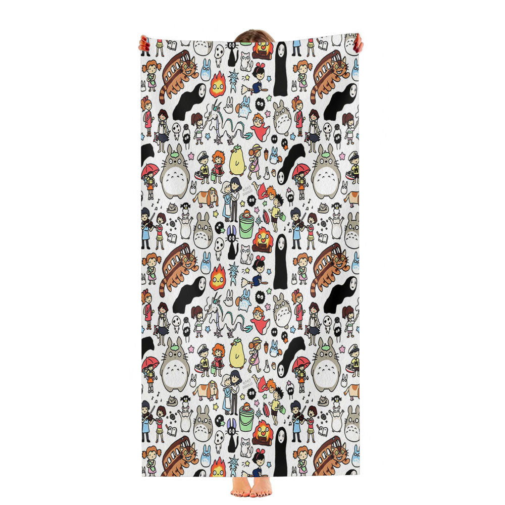 Kawaii Ghibli Doodle Ultra-Soft Luxury Bathroom Towels