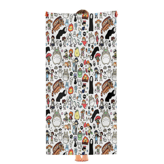 Kawaii Ghibli Doodle Ultra-Soft Luxury Bathroom Towels