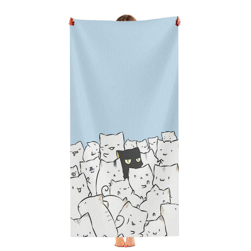 Kawaii Lovely White Cats Ultra-Soft Luxury Bathroom Towels