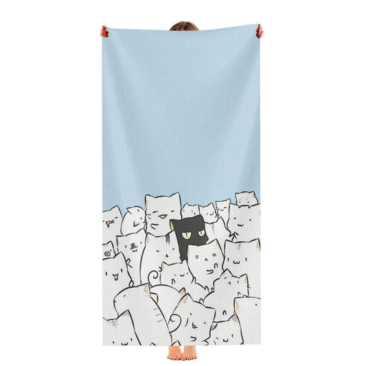 Kawaii Lovely White Cats Ultra-Soft Luxury Bathroom Towels