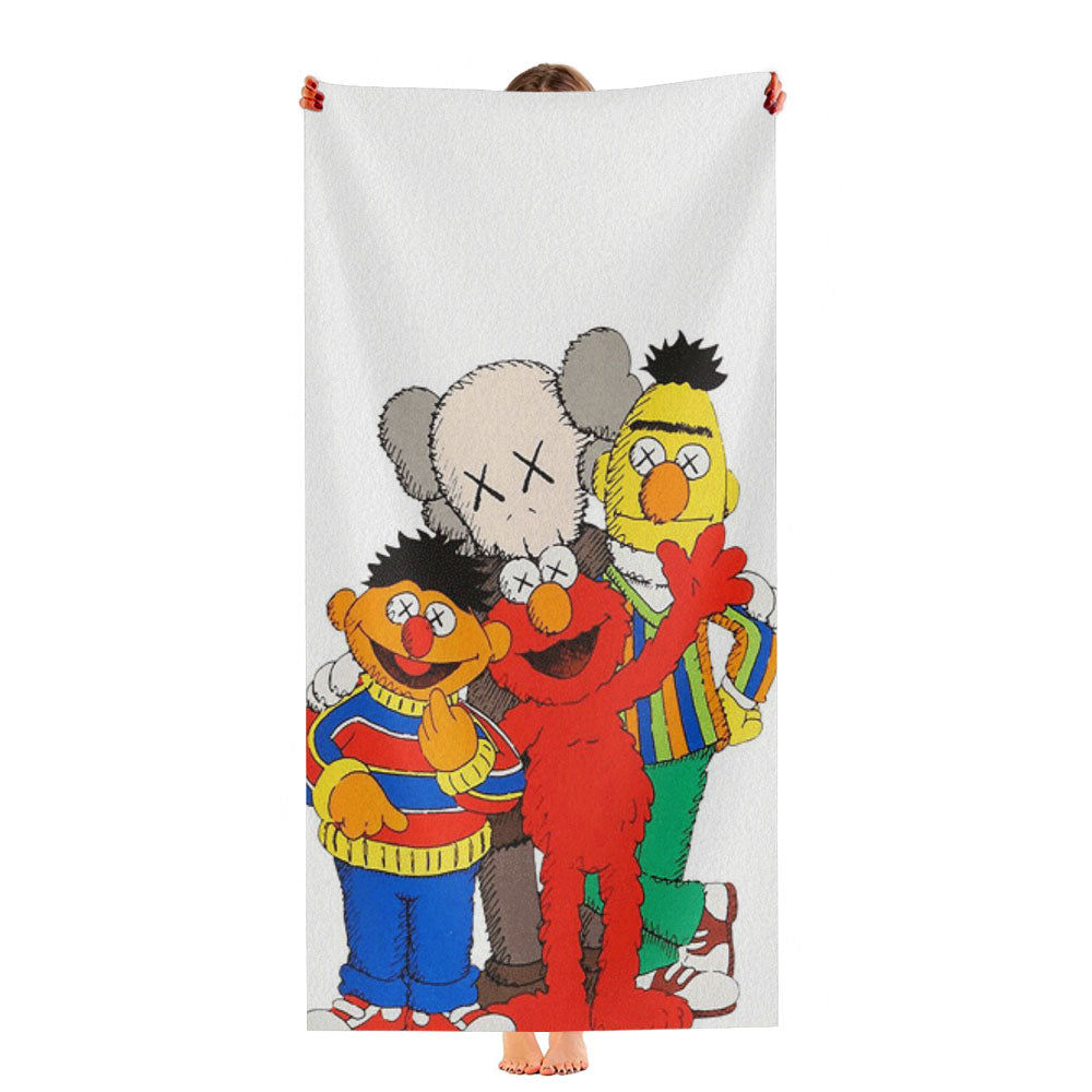 Kaws And Sesame Family Ultra-Soft Luxury Bathroom Towels
