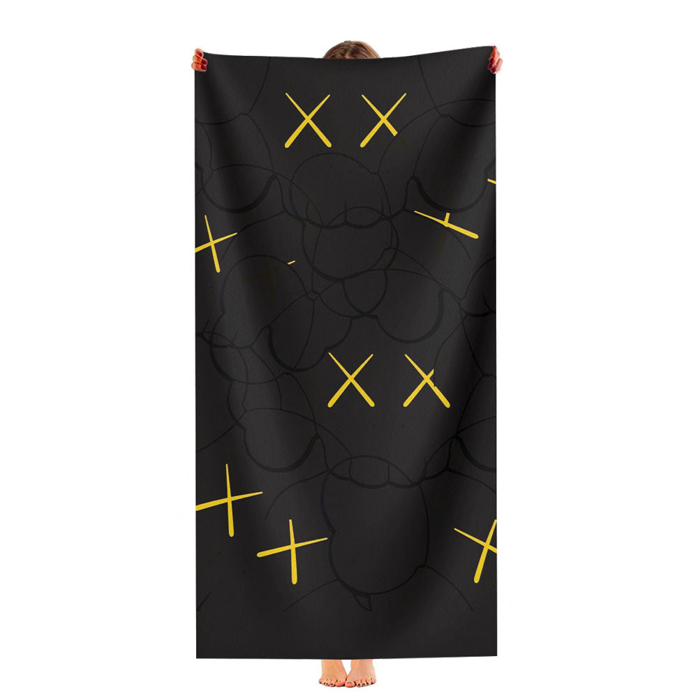 Kaws In Black Ultra-Soft Luxury Bathroom Towels