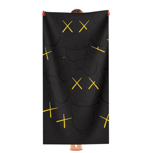 Kaws In Black Ultra-Soft Luxury Bathroom Towels
