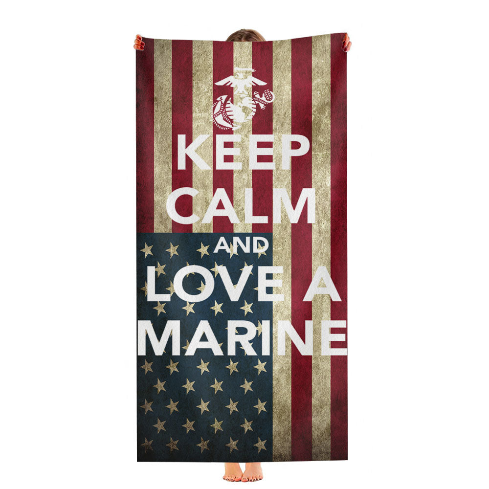 Keep Calm And Love Your Marine Ultra-Soft Luxury Bathroom Towels