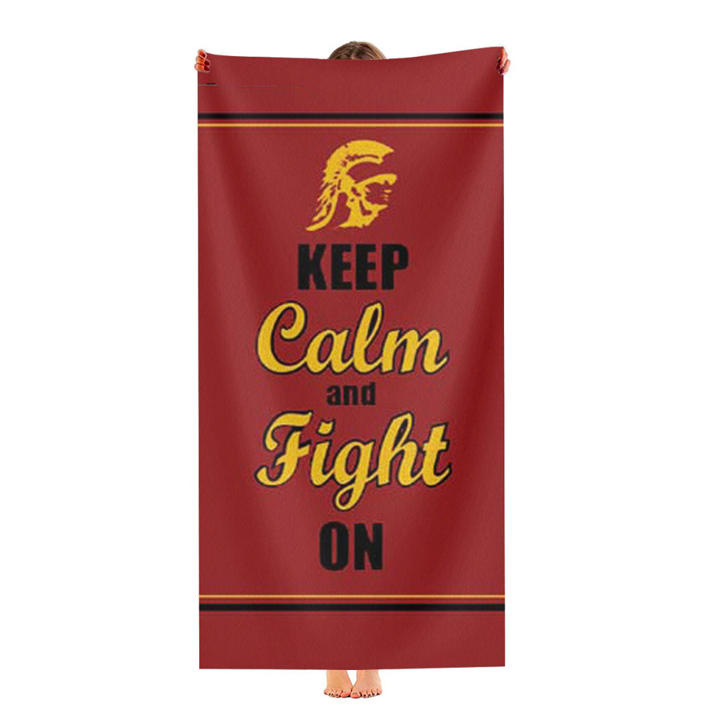 Keep Calm Fight On Usc Ultra-Soft Luxury Bathroom Towels