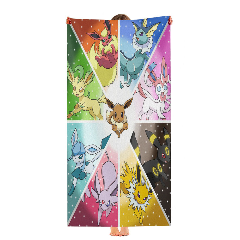 Pokemon Eevee Evolution Pocket Monster Glasses Ultra-Soft Luxury Bathroom Towels