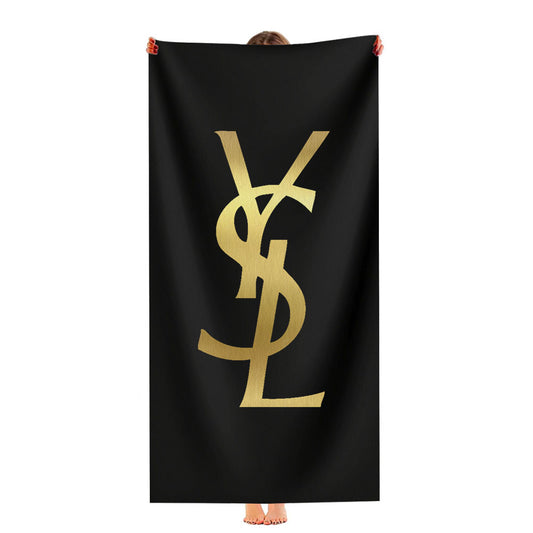 Yves Saint Laurent Ysl Black Gold Logo Ultra-Soft Luxury Bathroom Towels