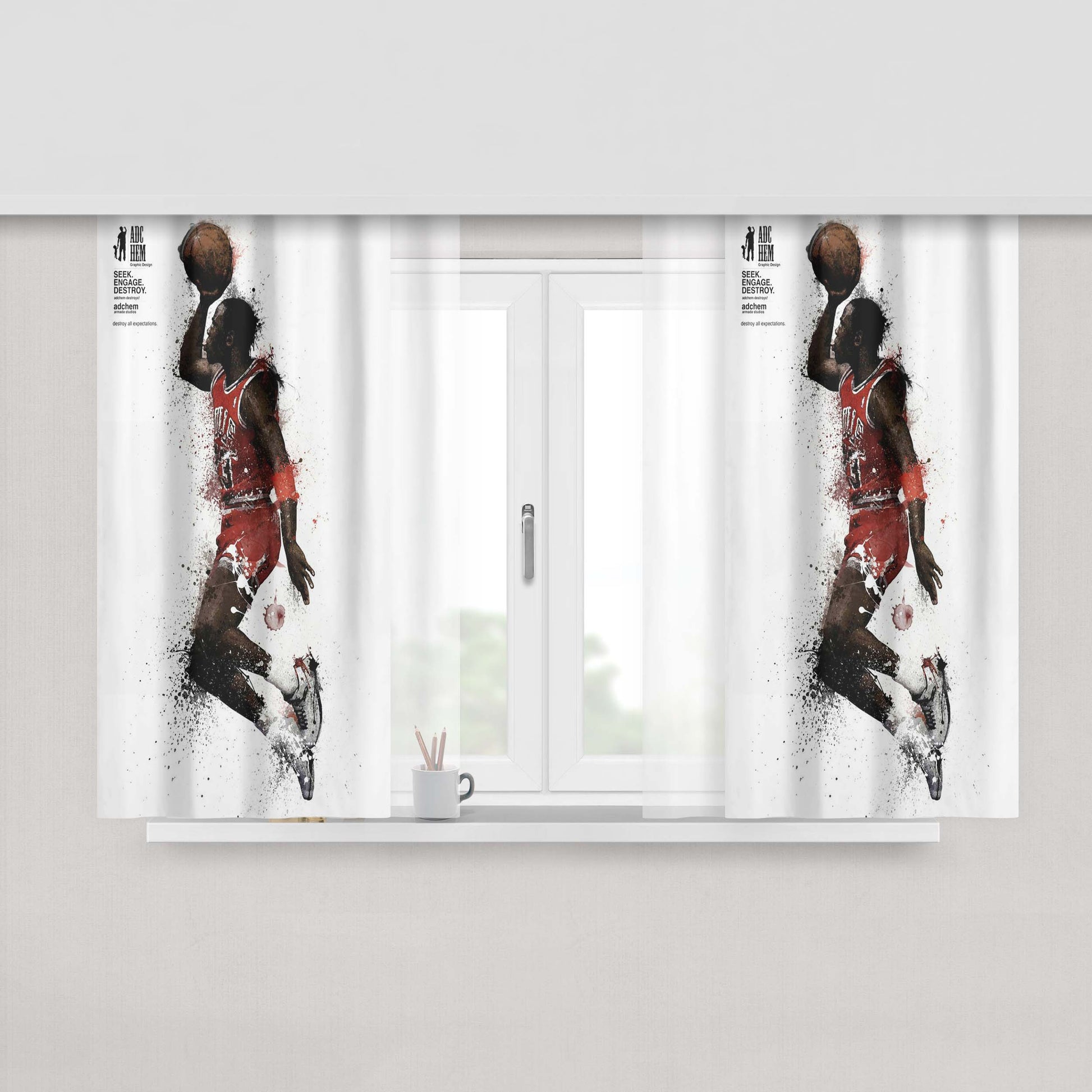 Adc Hem Buls Jordan Peach Skin Window Curtains
