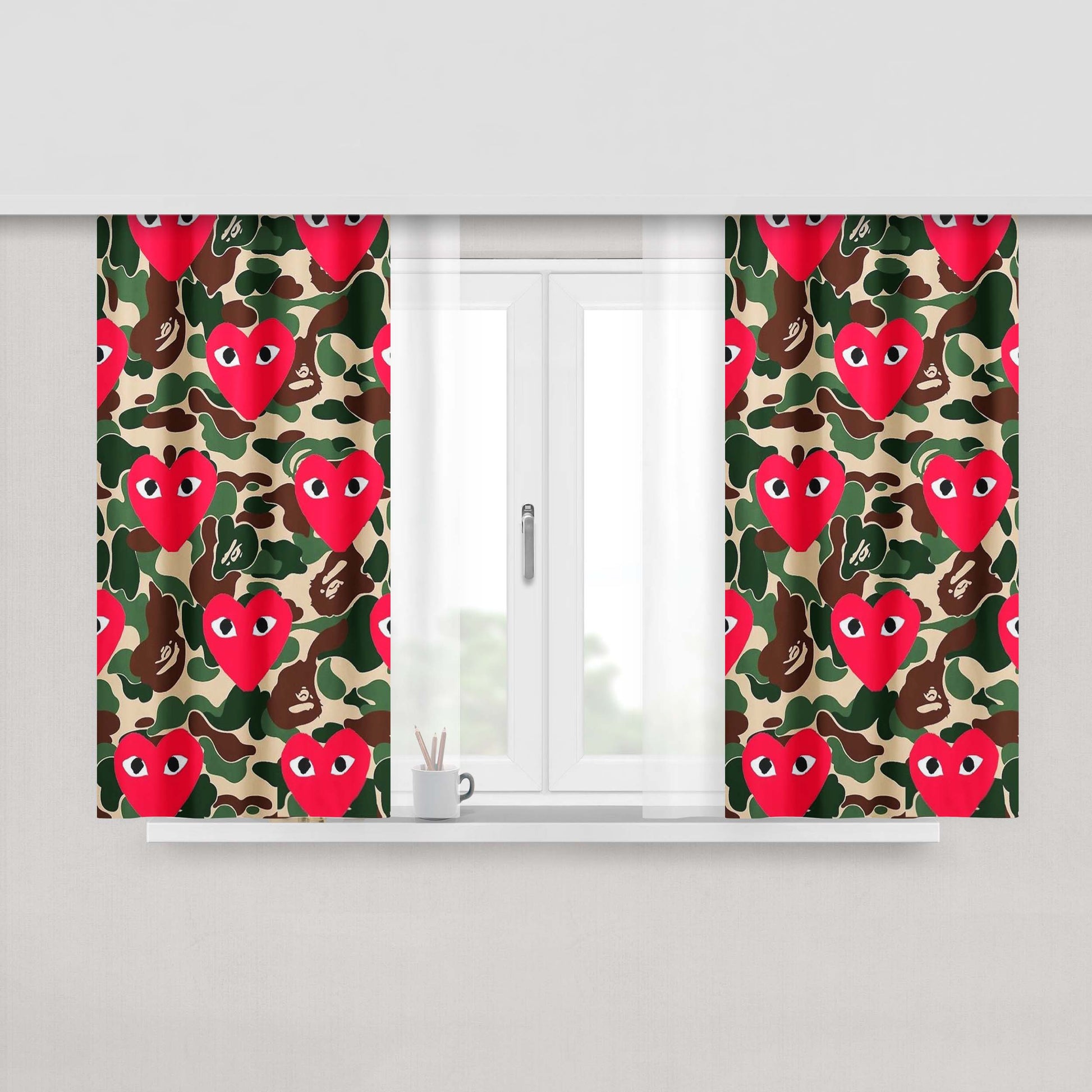 Bape X Comme Des Garcon Camo Peach Skin Window Curtains