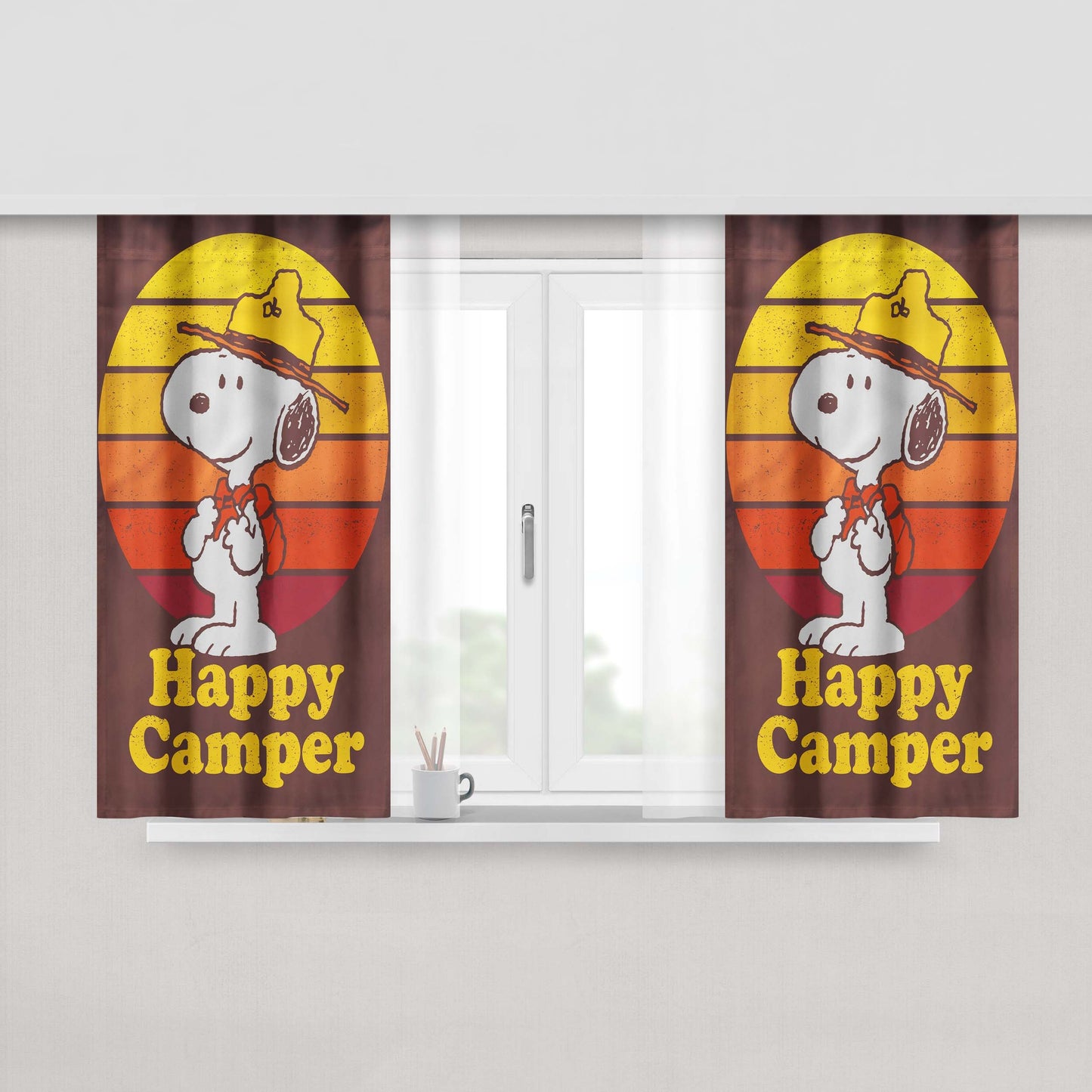 Beagle Scout Snoopy Peach Skin Window Curtains