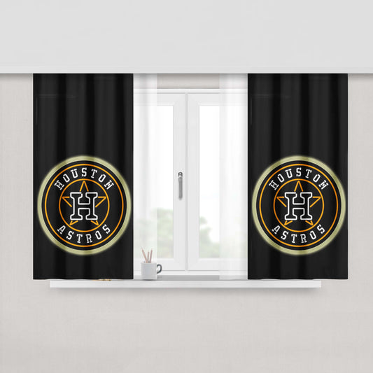Black Huston Astros Peach Skin Window Curtains