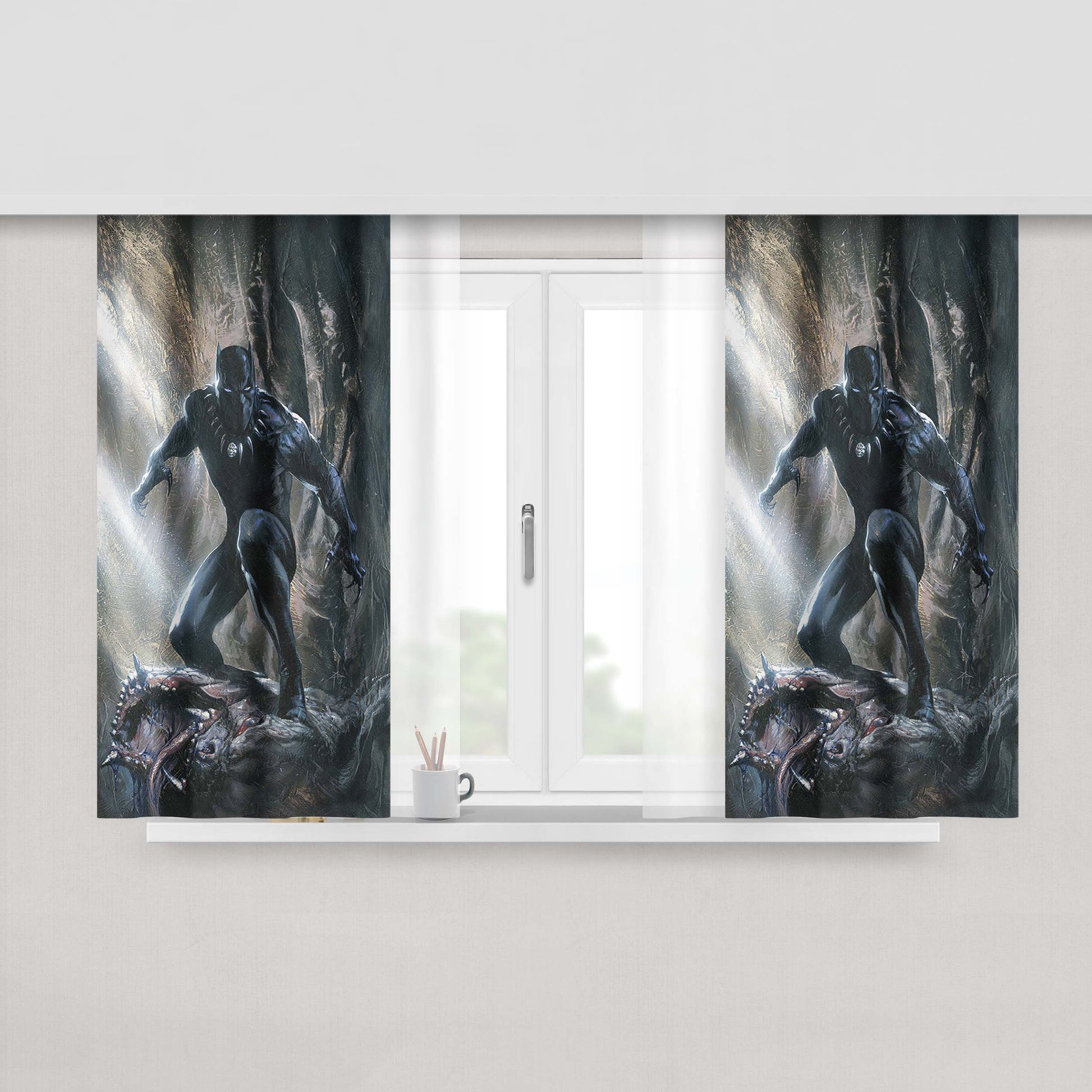Black Panther Marvel Peach Skin Window Curtains