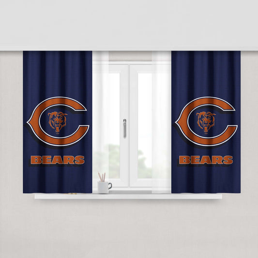 Blue Chicago Bears Nfl Logo Peach Skin Window Curtains