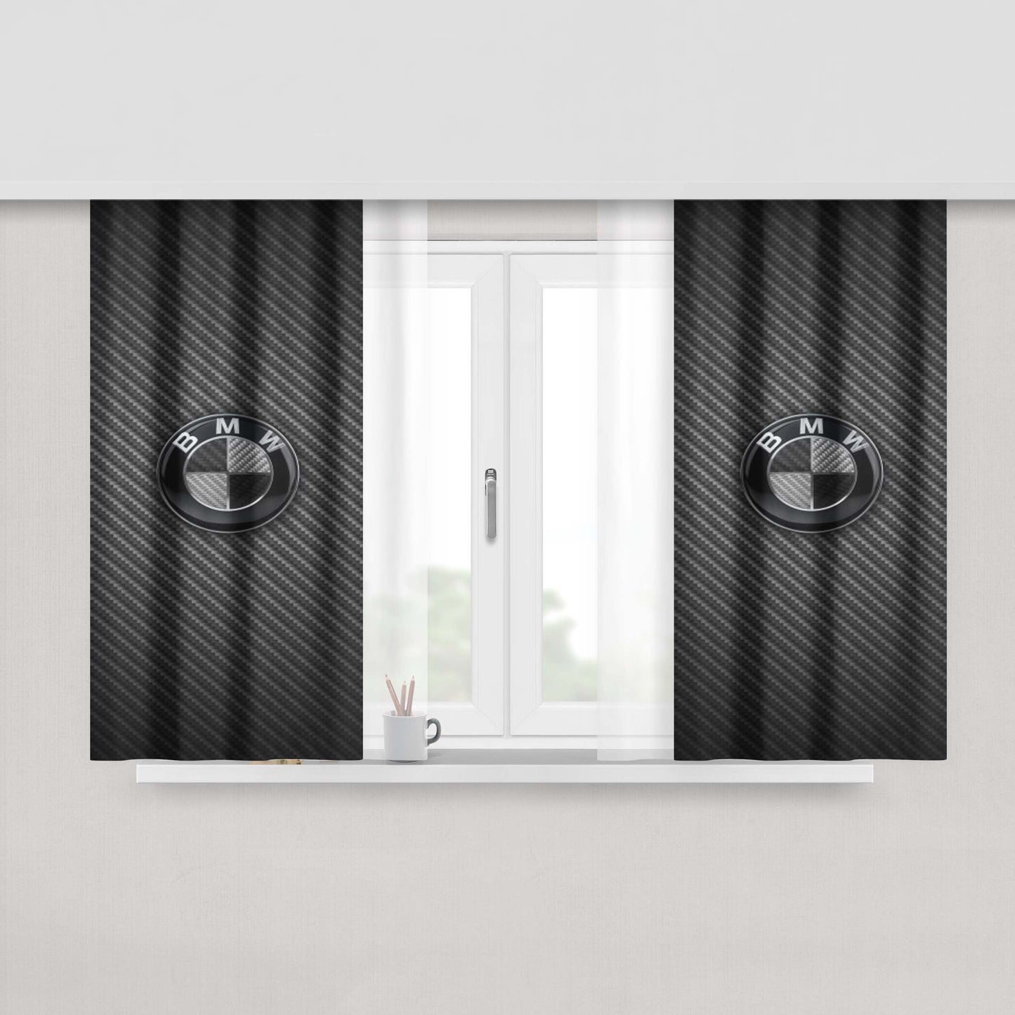 Bmw Black Carbon Peach Skin Window Curtains
