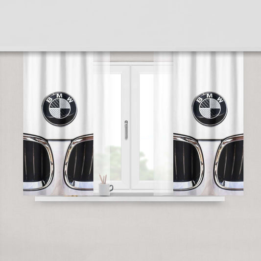 Bmw Car White Logo Peach Skin Window Curtains