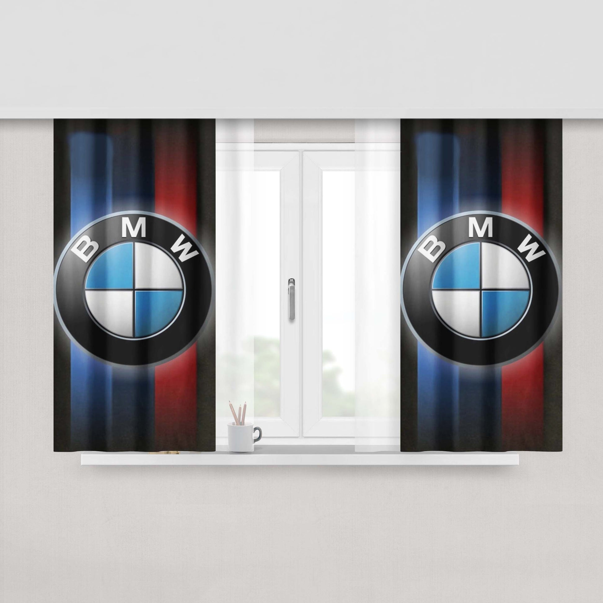 Bmw Logo 3 Peach Skin Window Curtains