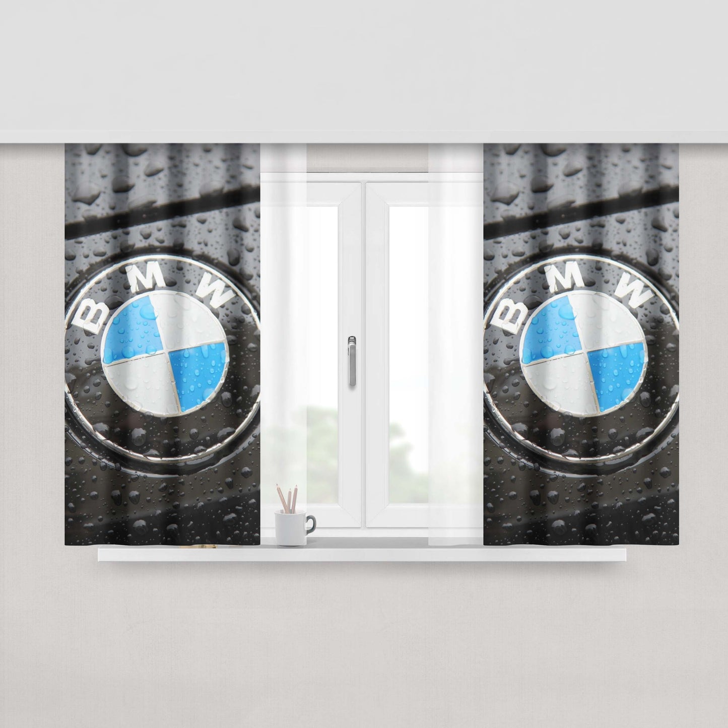 Bmw Logo Car Photography Wallpaper Peach Skin Window Curtains