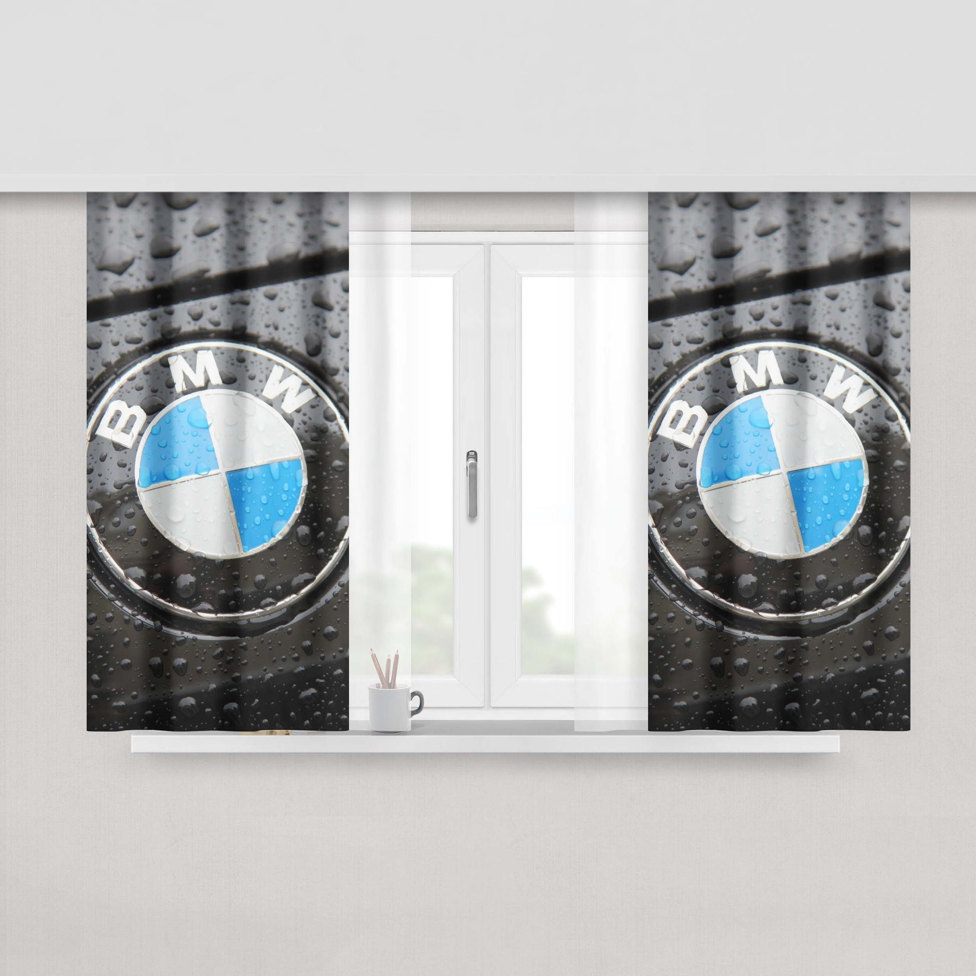 Bmw Logo Car Photography Wallpaper Peach Skin Window Curtains