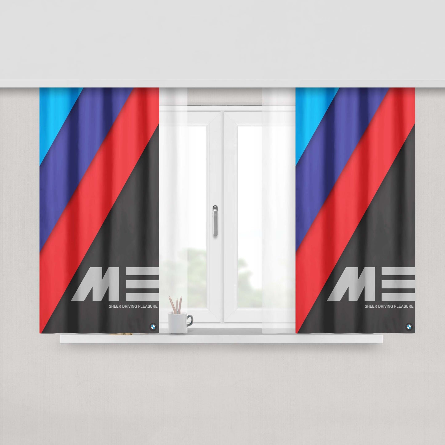 Bmw M Logo Peach Skin Window Curtains