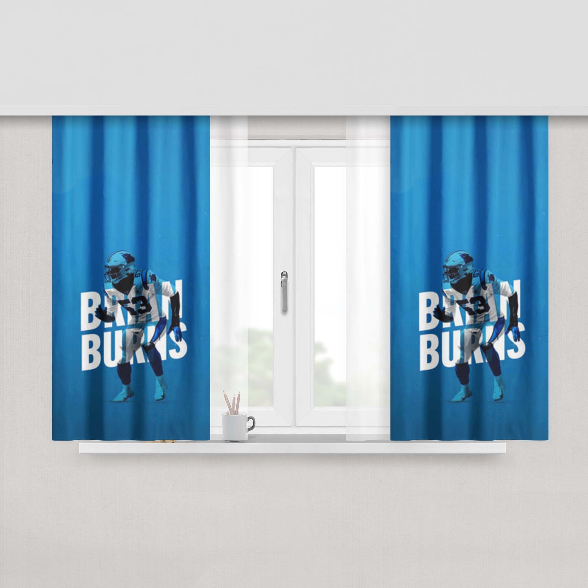 Brian Burns Carolina Panthers Peach Skin Window Curtains