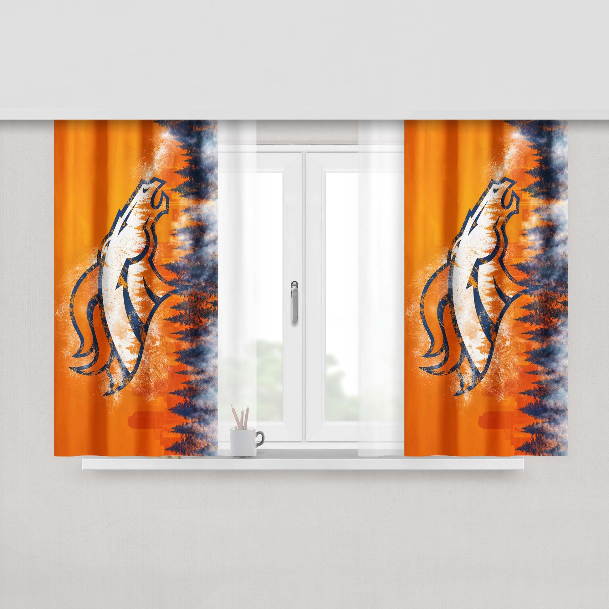 Broncos Denver Christmas Wallpaper Peach Skin Window Curtains