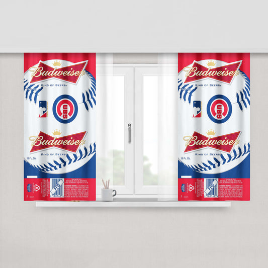 Budweiser Mlb Chicago Cubs Peach Skin Window Curtains