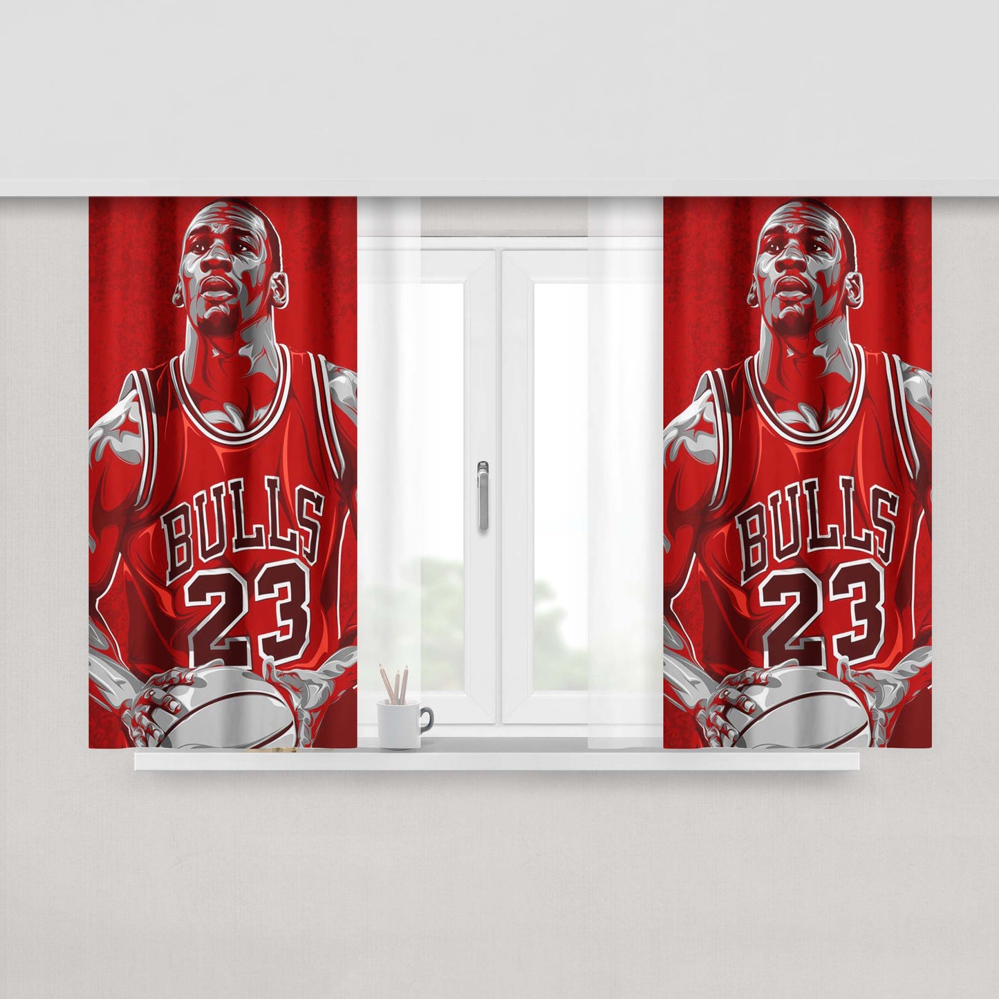 Bulls Man Jordan Chicago Heroes Peach Skin Window Curtains