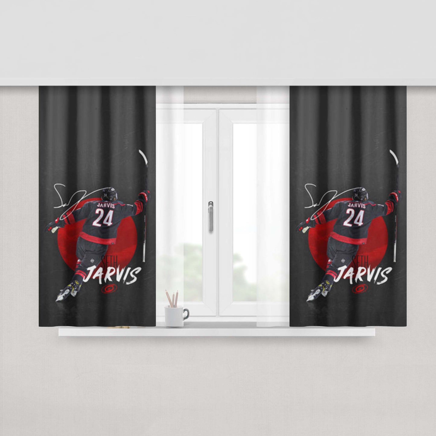 Carolina Hurricanes Seth Jarvis Peach Skin Window Curtains