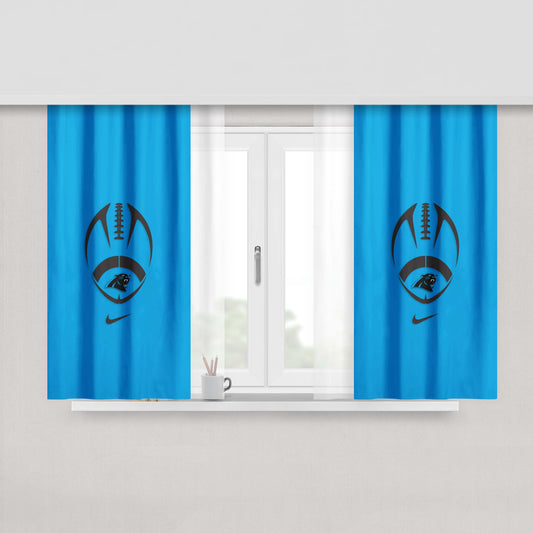 Carolina Panthers Blue Logo Peach Skin Window Curtains